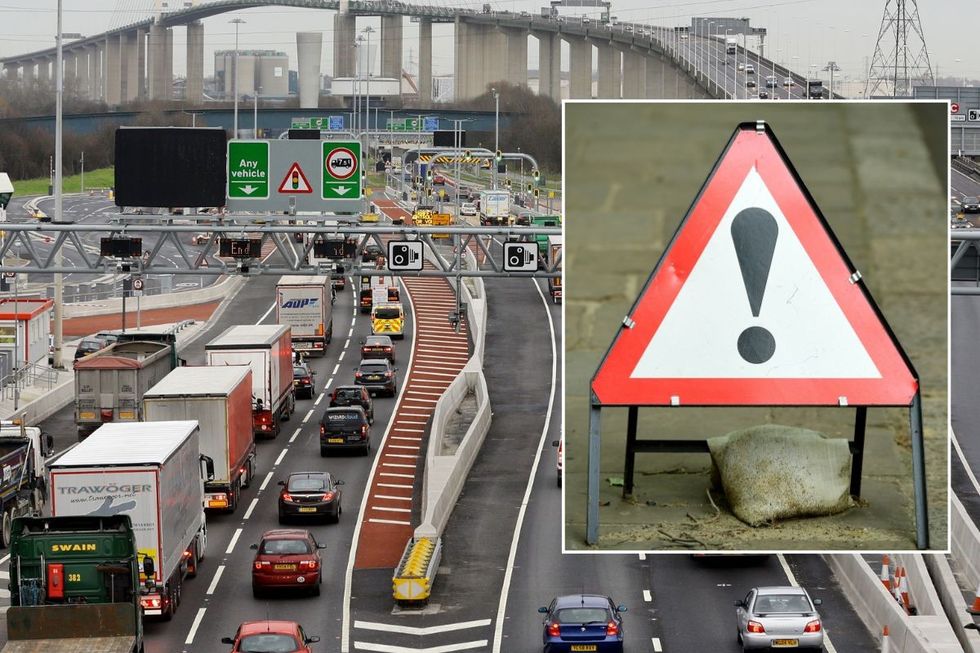 Lower Thames Crossing and a warning road sign