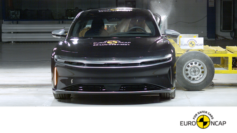 Lucid electric vehicle being tested by Euro NCAP