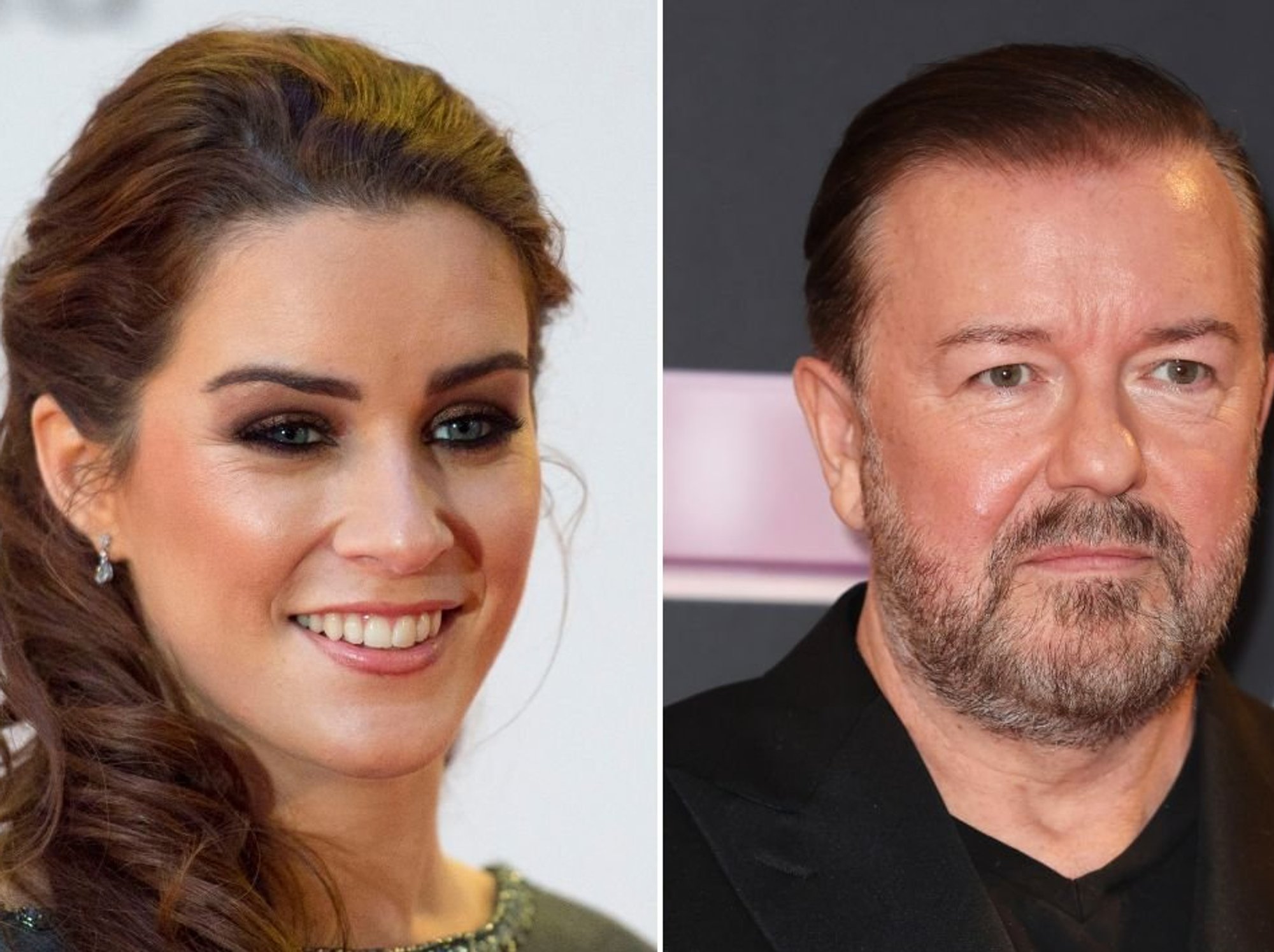 Lucie Jones and Ricky Gervais