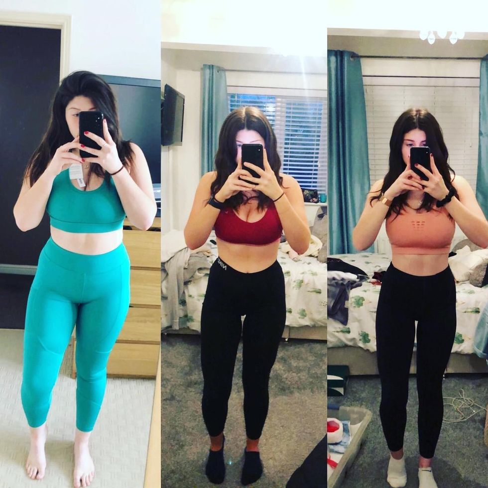 Lucy before, during and after weight loss transformation