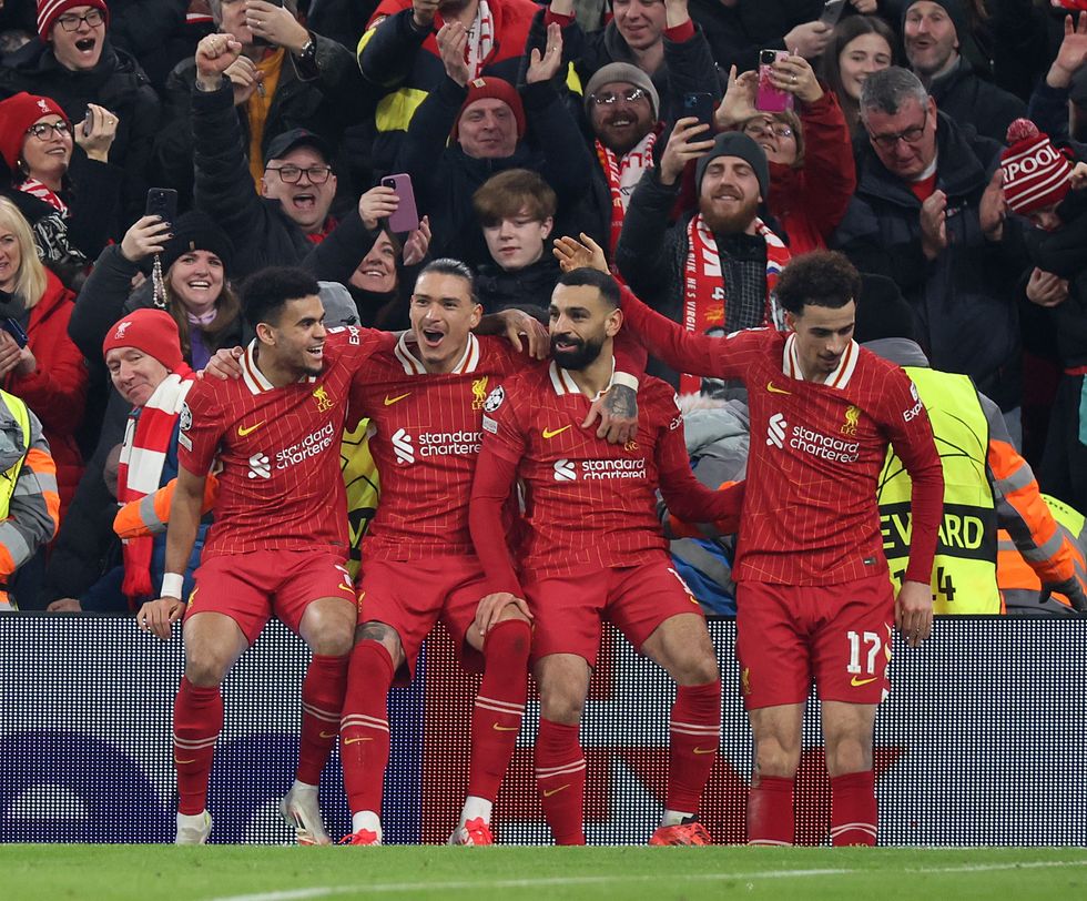 Luis Diaz, Darwin Nunez, Mo Salah and Curtis Jones