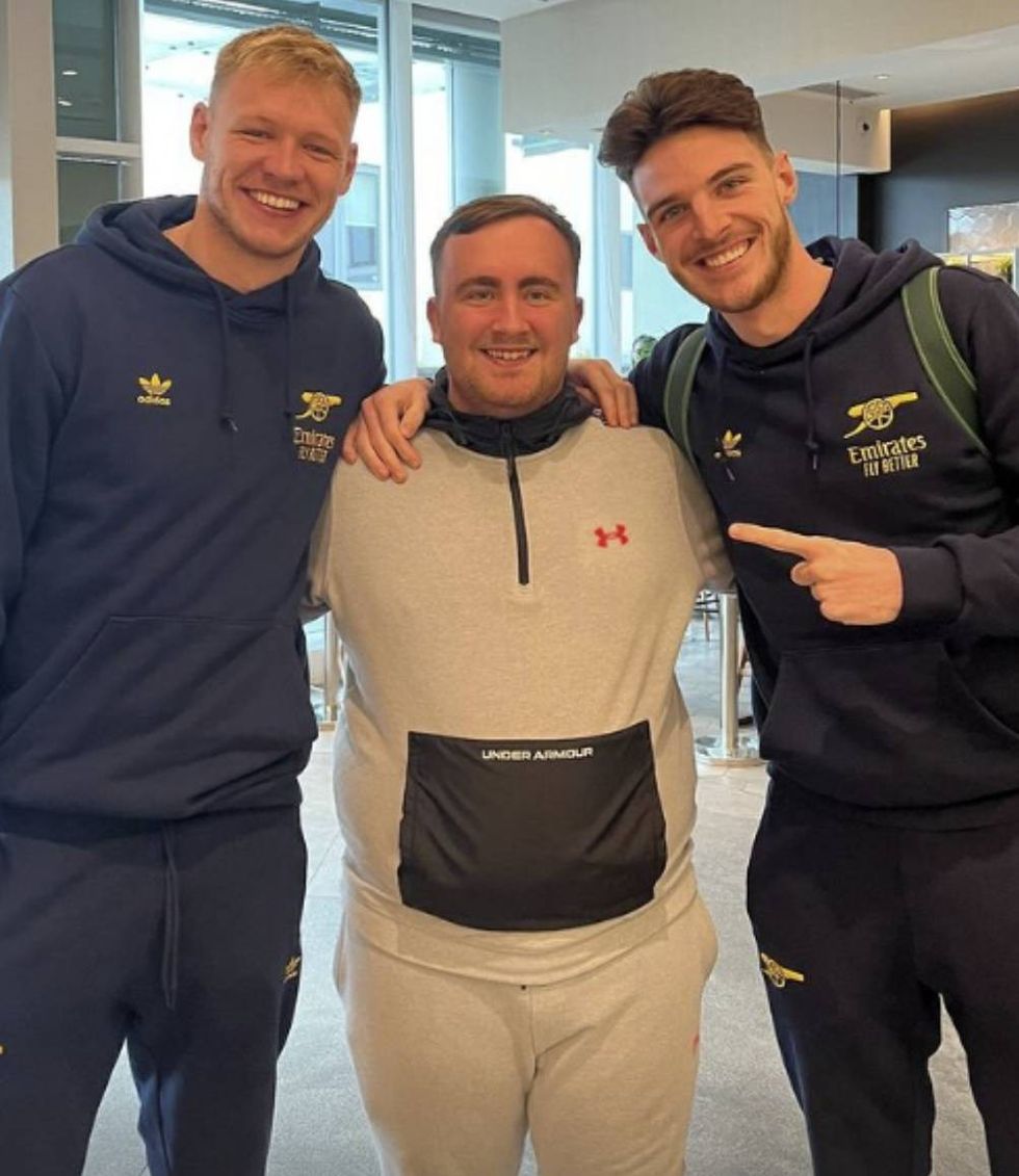 Luke Littler also met Arsenal duo Aaron Ramsdale and Declan Rice