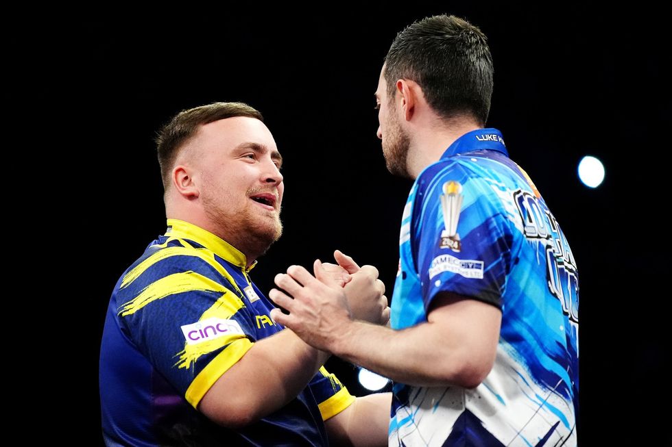 Luke Littler embraced Luke Humphries following their Premier League clash on Thursday