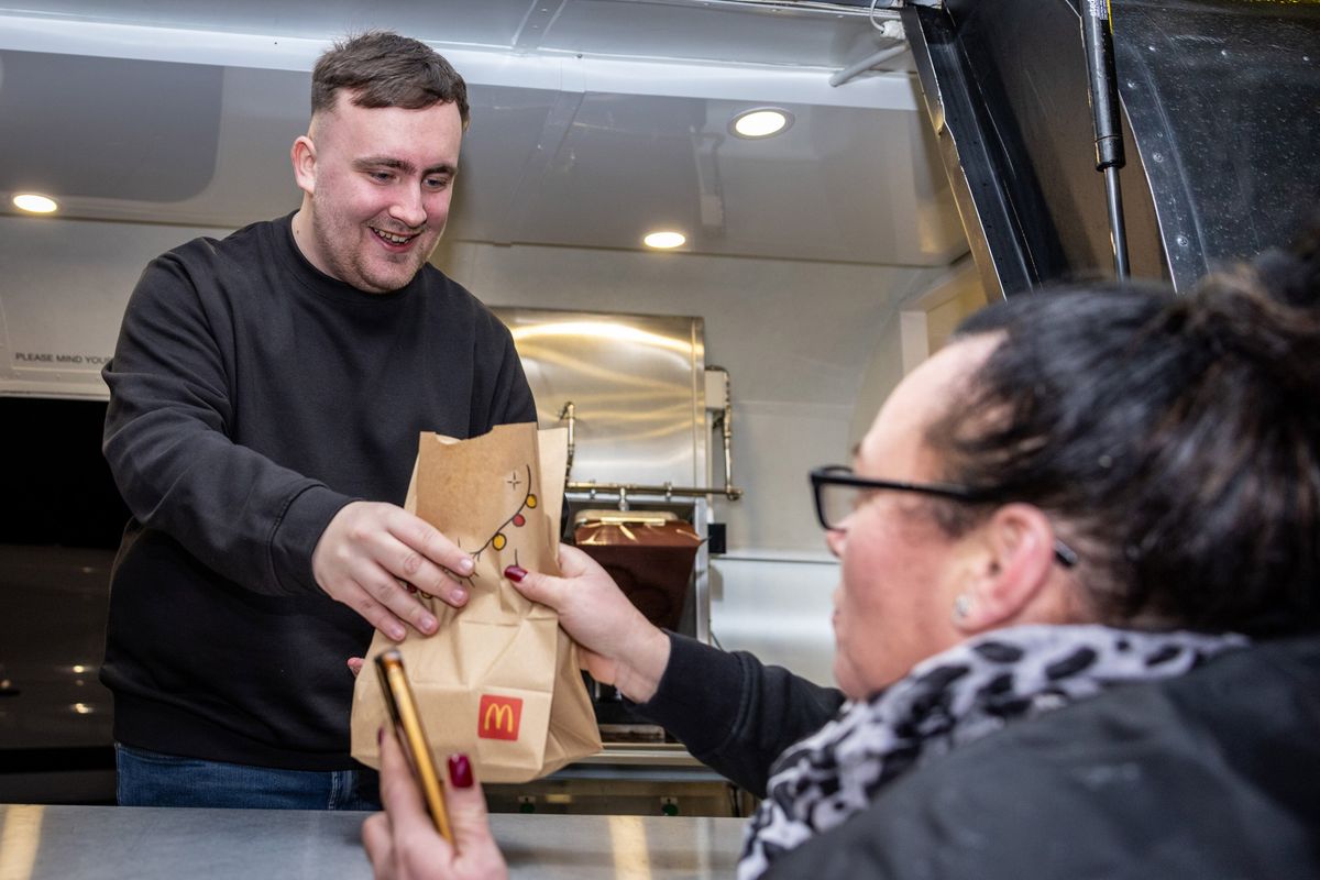 Luke Littler hands out new McDonald’s burger