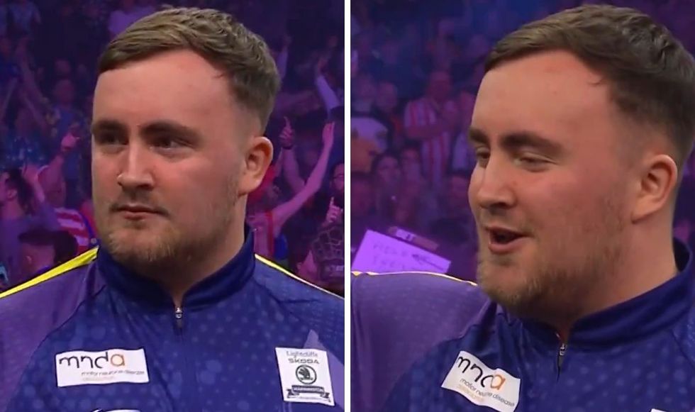 Luke Littler's smile quickly disappeared from his face