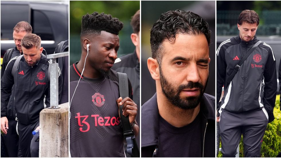Luke Shaw, Amadou Onana, Ruben Amorim and Mason Mount
