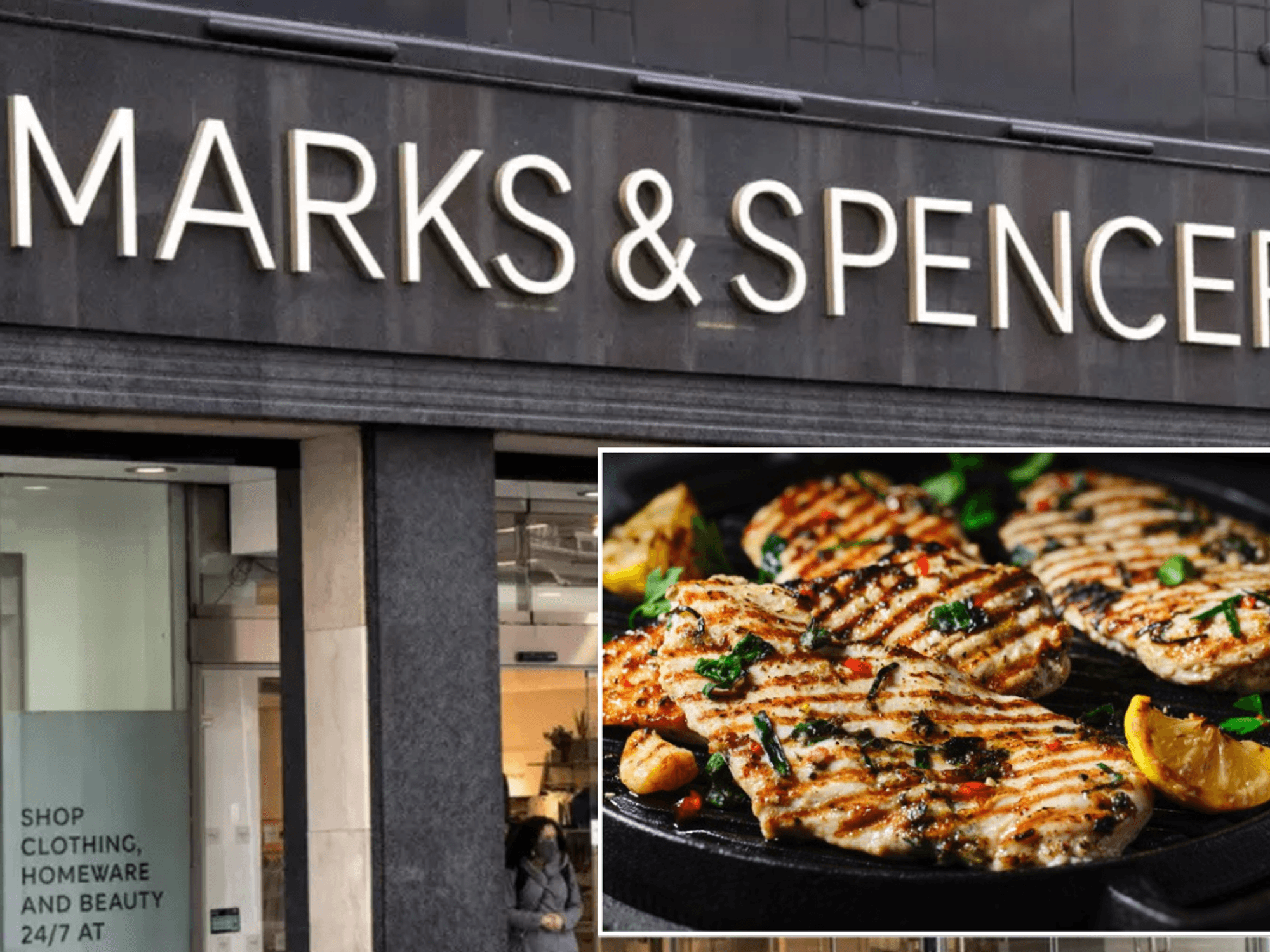 M&S store sign / M&S chicken