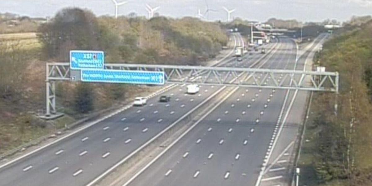 NextImg:M1 traffic: Police hunt for dog 'running loose' as drivers face long delays with busy motorway closed
