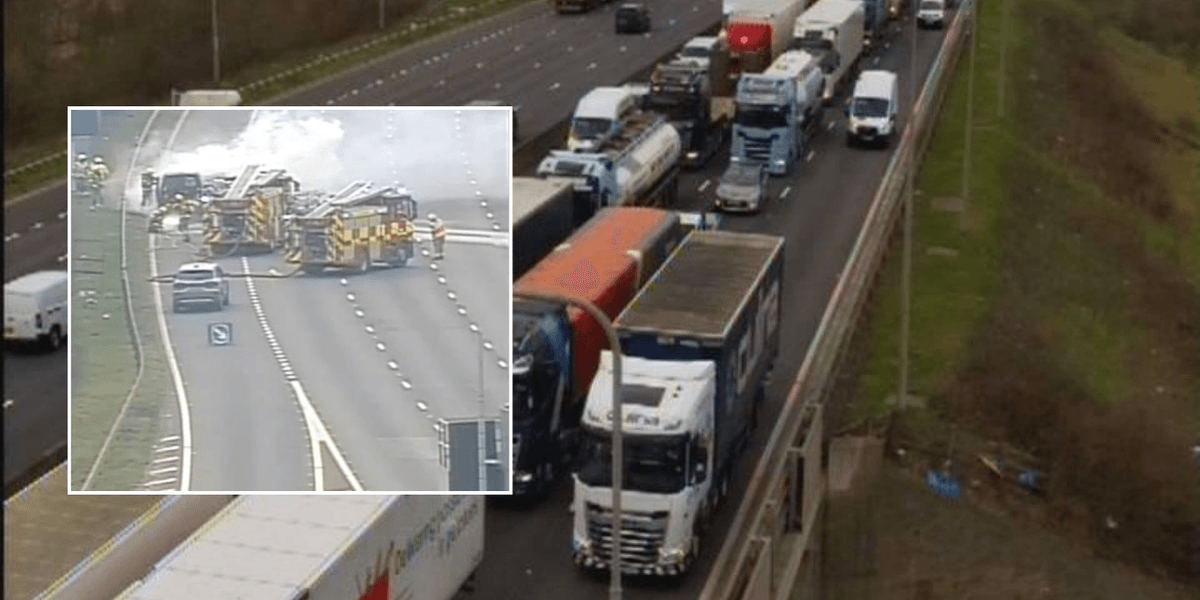 Drivers face delays near UK airport as vehicle fire causes diesel spillage on major motorway Drivers face delays near UK airport as vehicle fire causes diesel spillage on major motorway