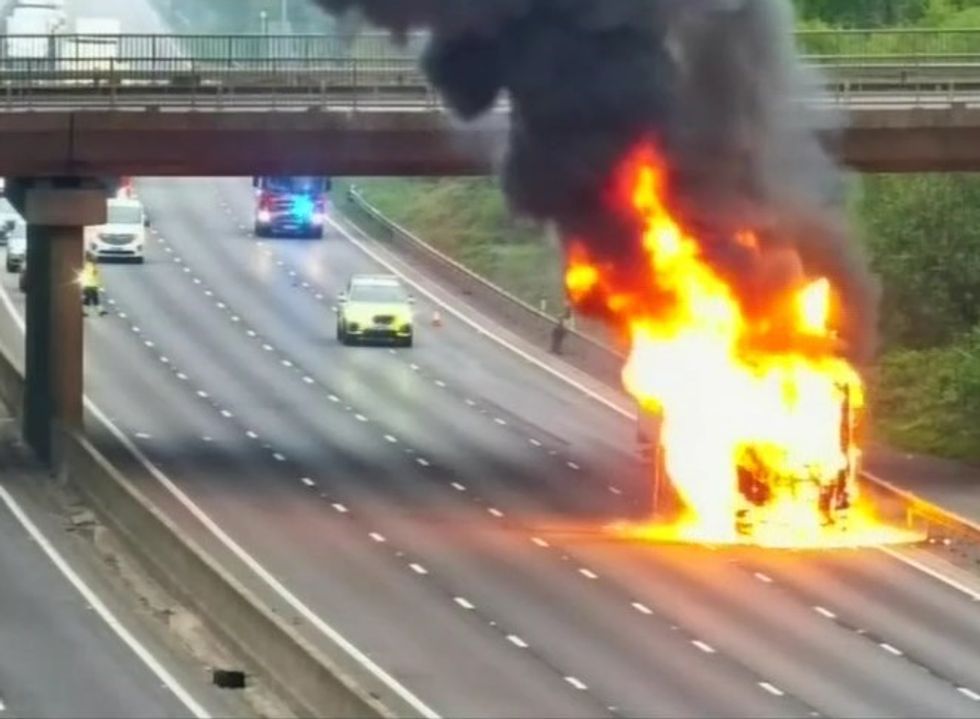 M1 lorry fire