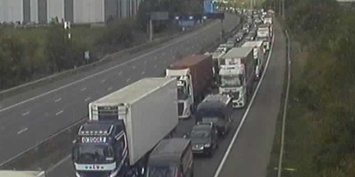 NextImg:M1 chaos: Drivers face hours of delays as busy motorway operates at 3mph following serious collision