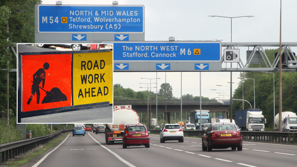 M54 road and road works sign