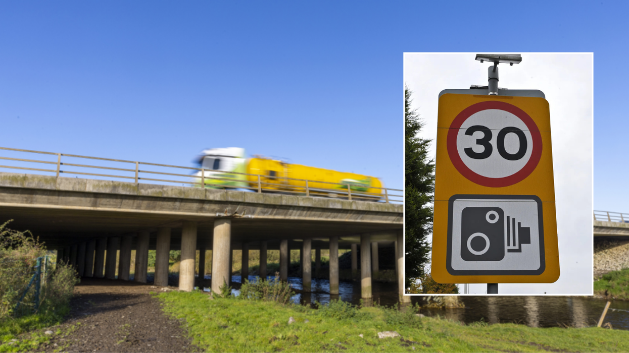M6 bridge in Cumbria and 30mph sign