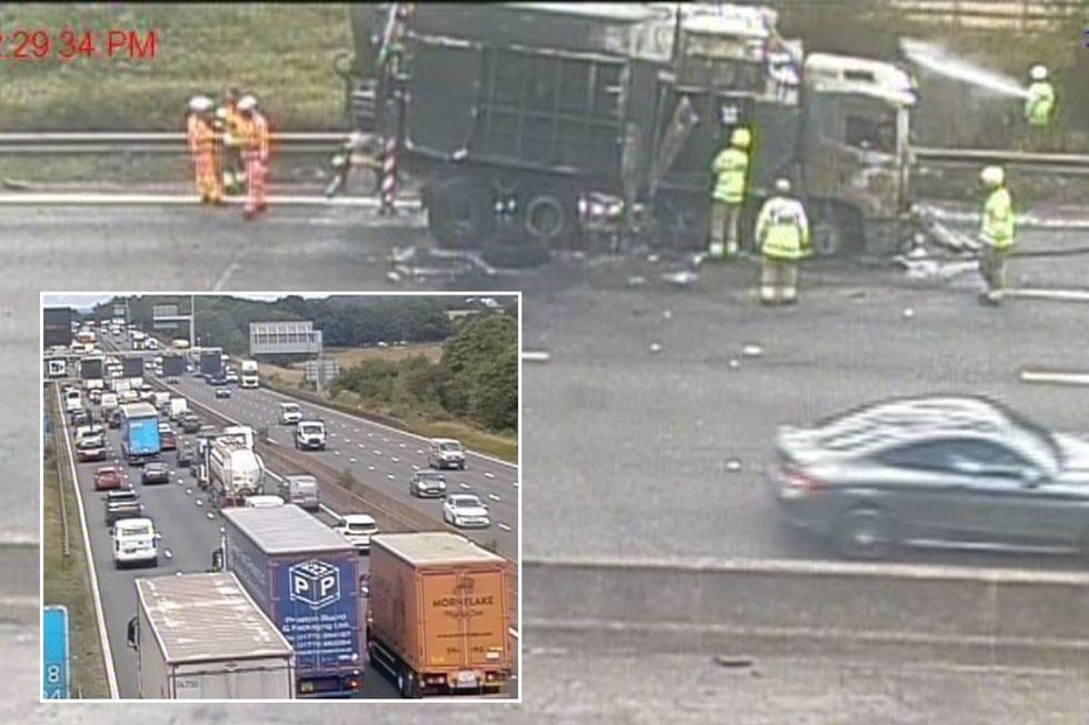 M6 HGV fire and traffic