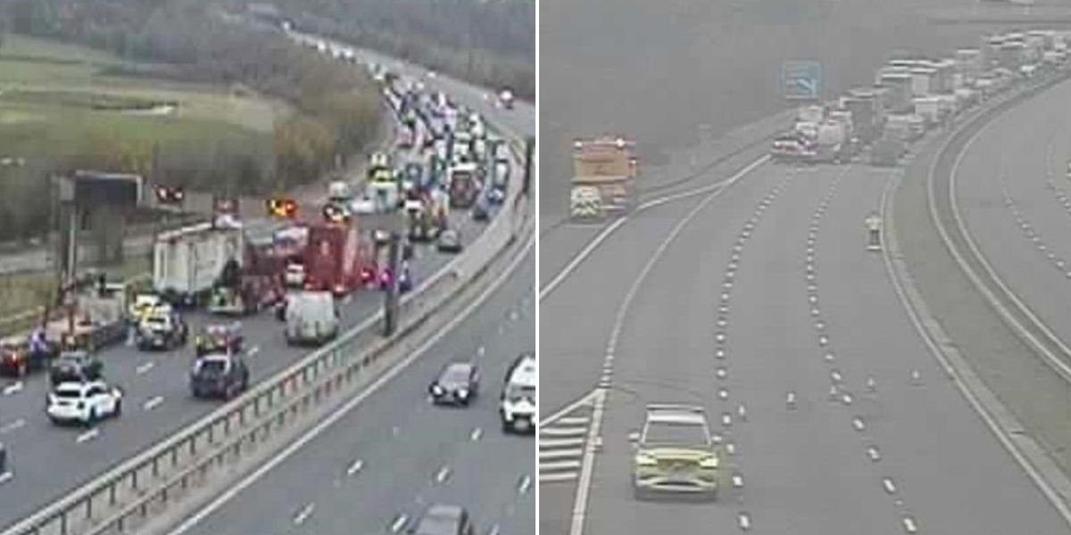 NextImg:M6 chaos: Overturned lorry causes hour-long delays and road closures after 'serious collision'