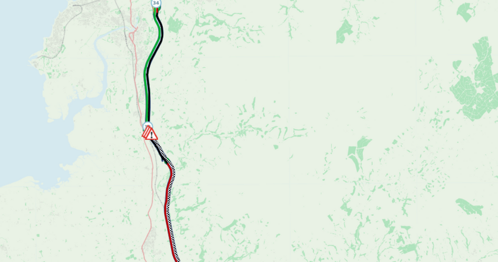 M6 traffic on map