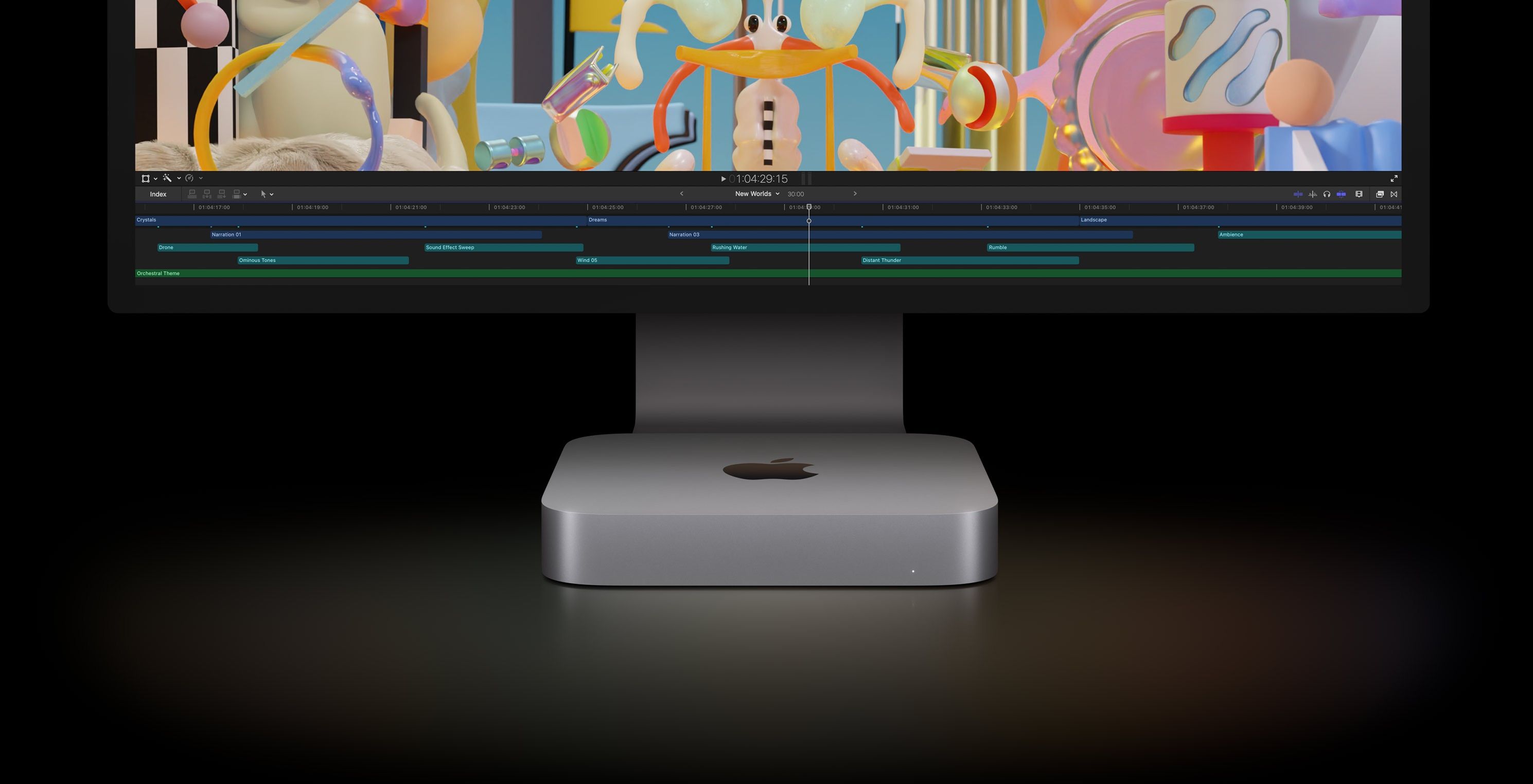 mac mini plugged into a display xdr