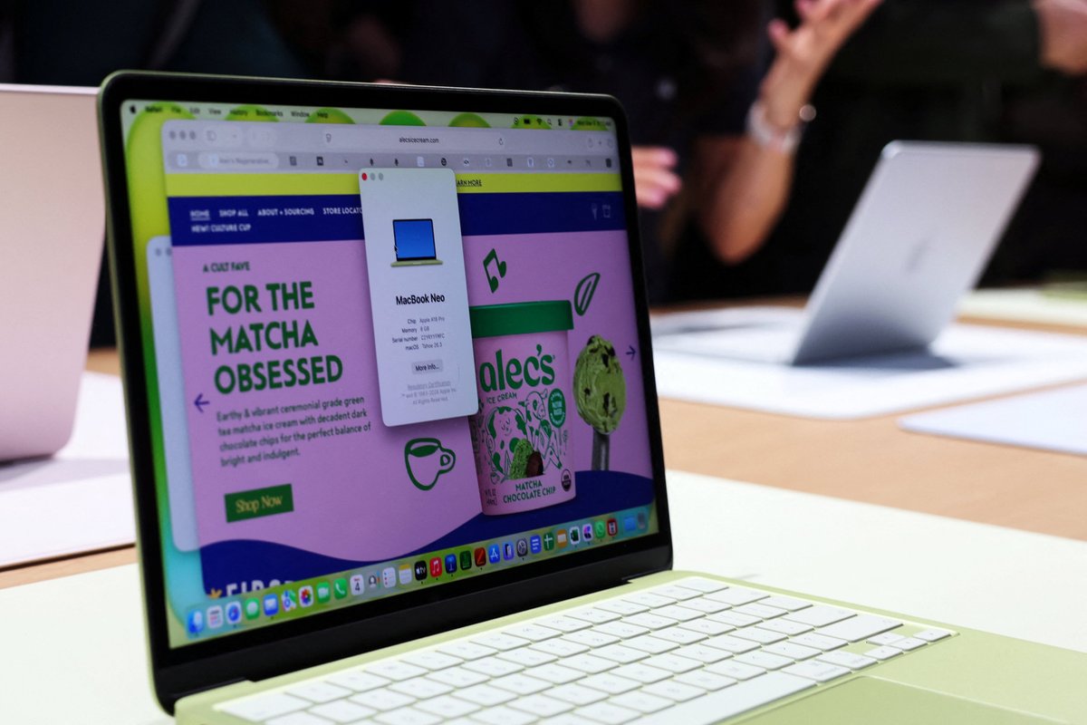 macbook neo pictured at apple store