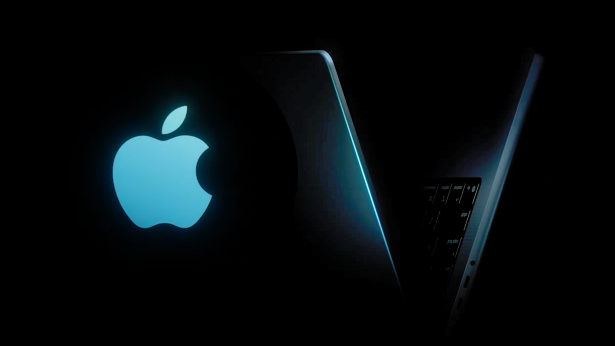 macbook pro in a short teaser with an apple logo pictured alongside