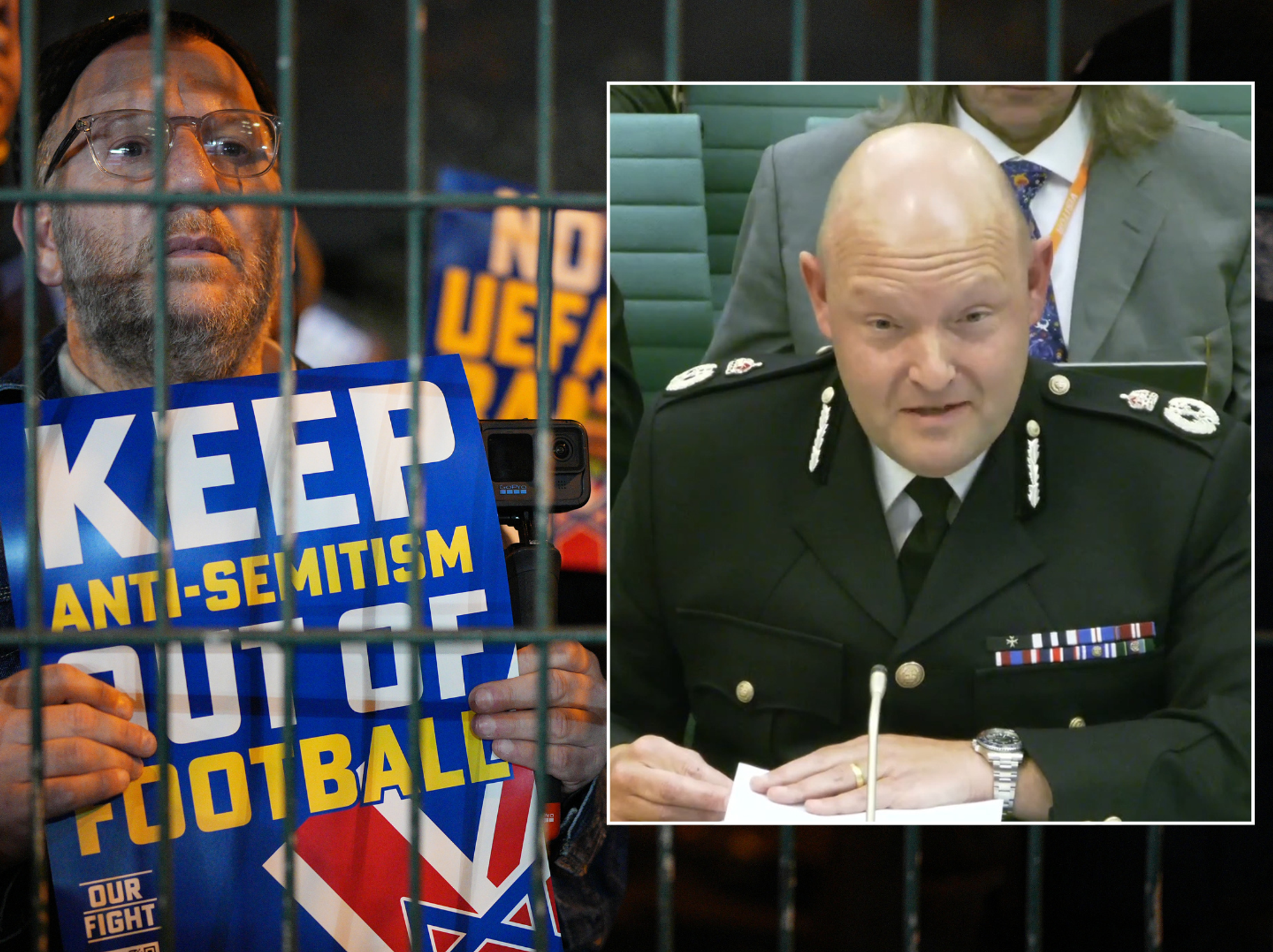 Maccabi Tel Aviv fan protests ban on fans attending Aston Villa game