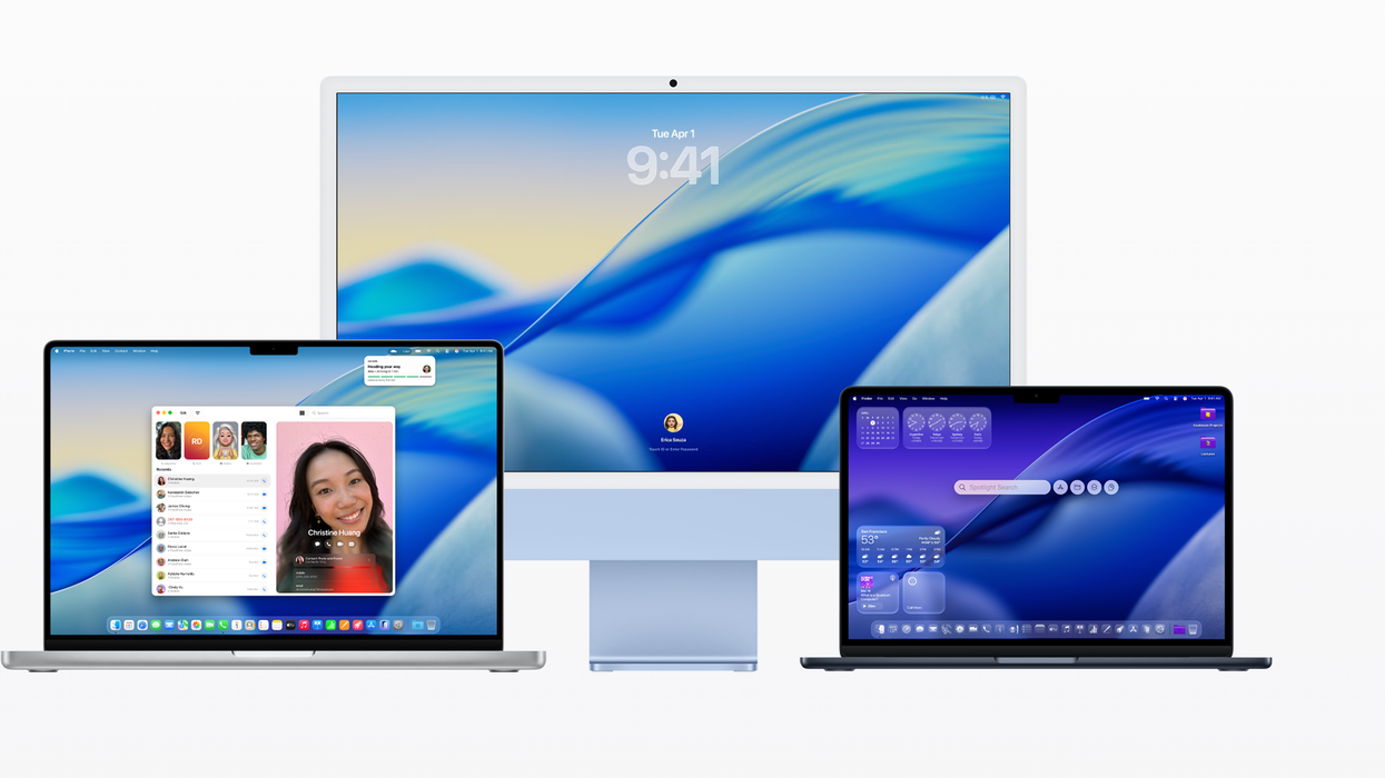 macOS 26 displayed across Mac desktop and laptops