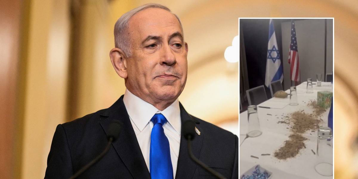 NextImg:Netanyahu targeted by Palestine protesters as maggots dumped in his US hotel