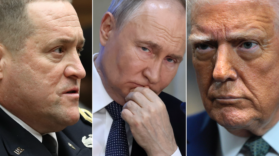 Major General David Baldwin, Vladimir Putin (middle), Donald Trump (right)