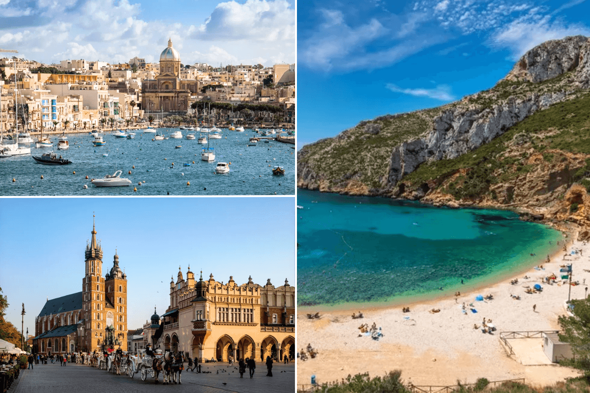 Malta water / Kraków city / Valencia beach