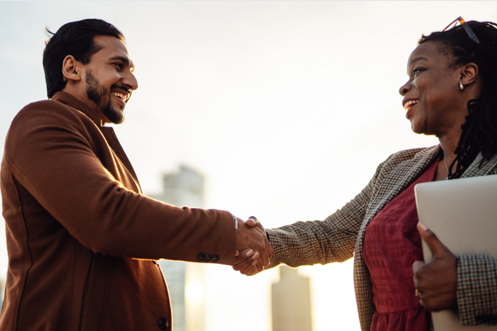 Man and woman shaking hand