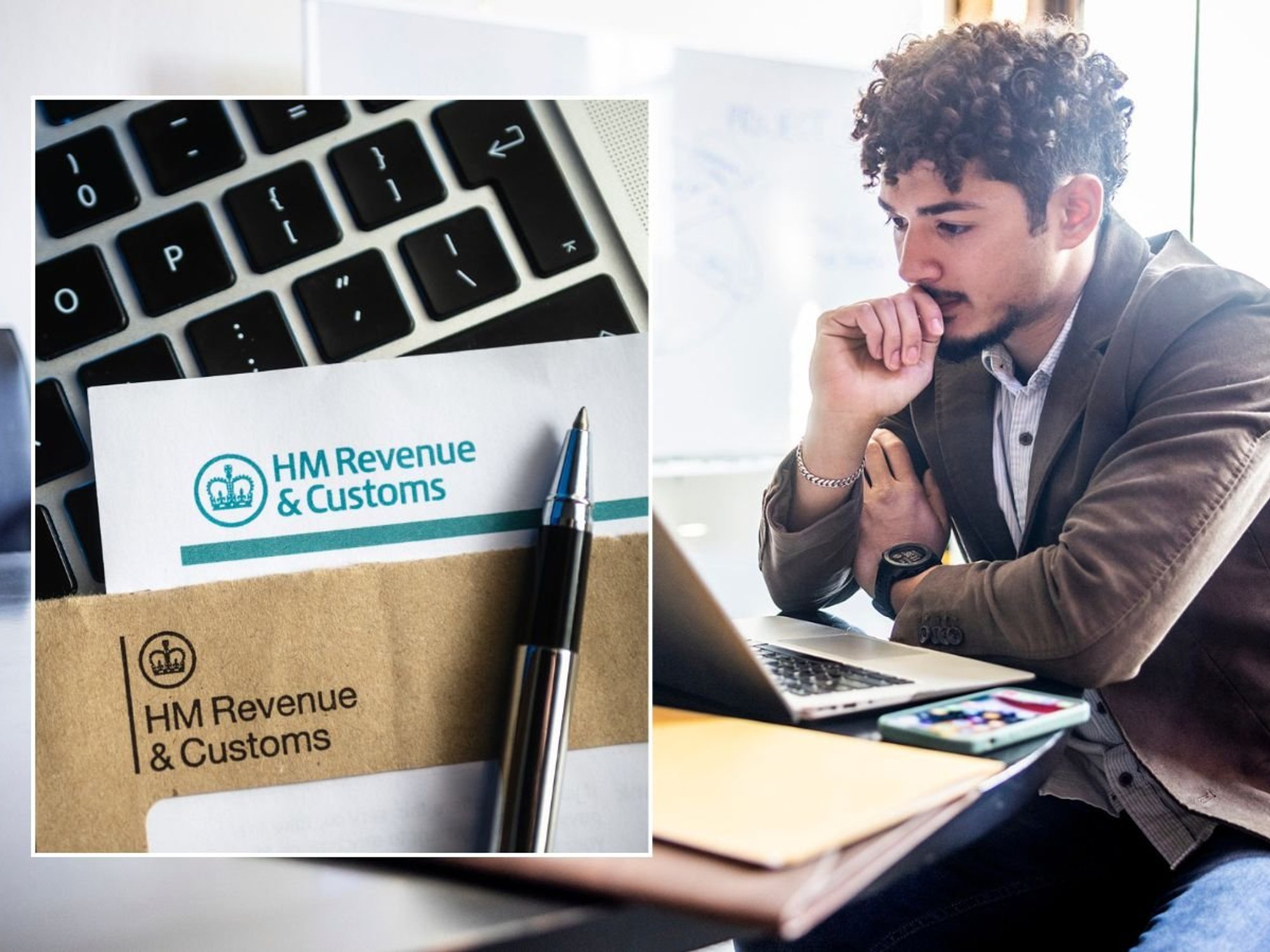 Man at laptop and HMRC letter