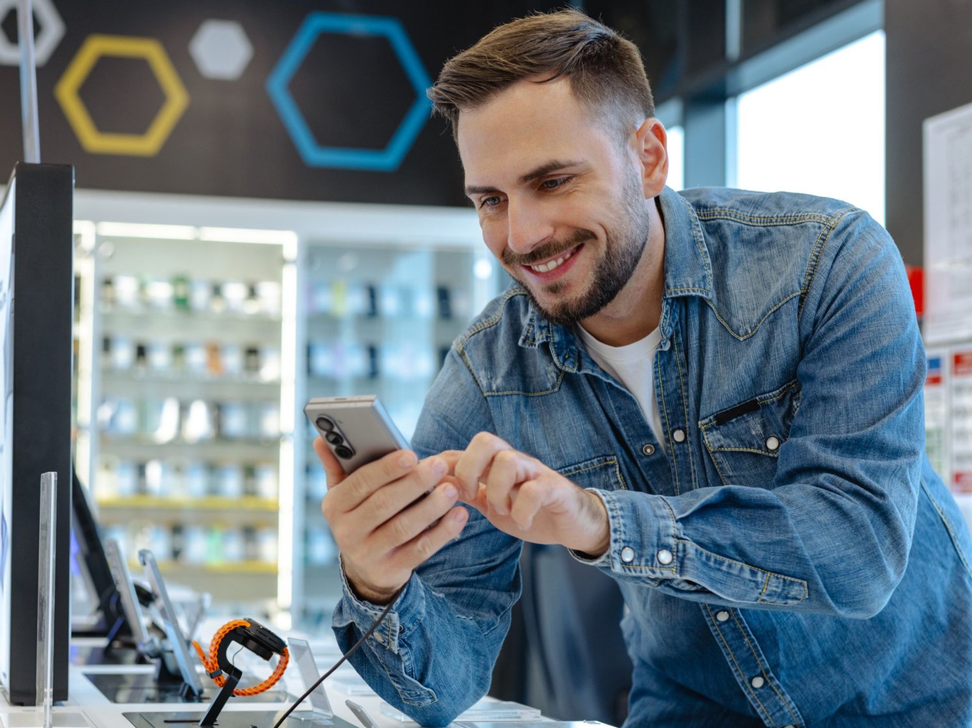 Man at phone shop