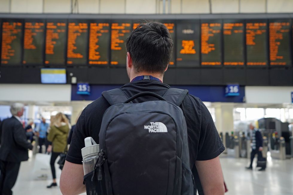 Man at train station