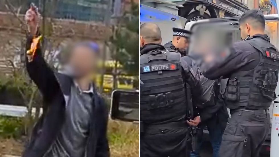 Man burning Koran/Man arrested