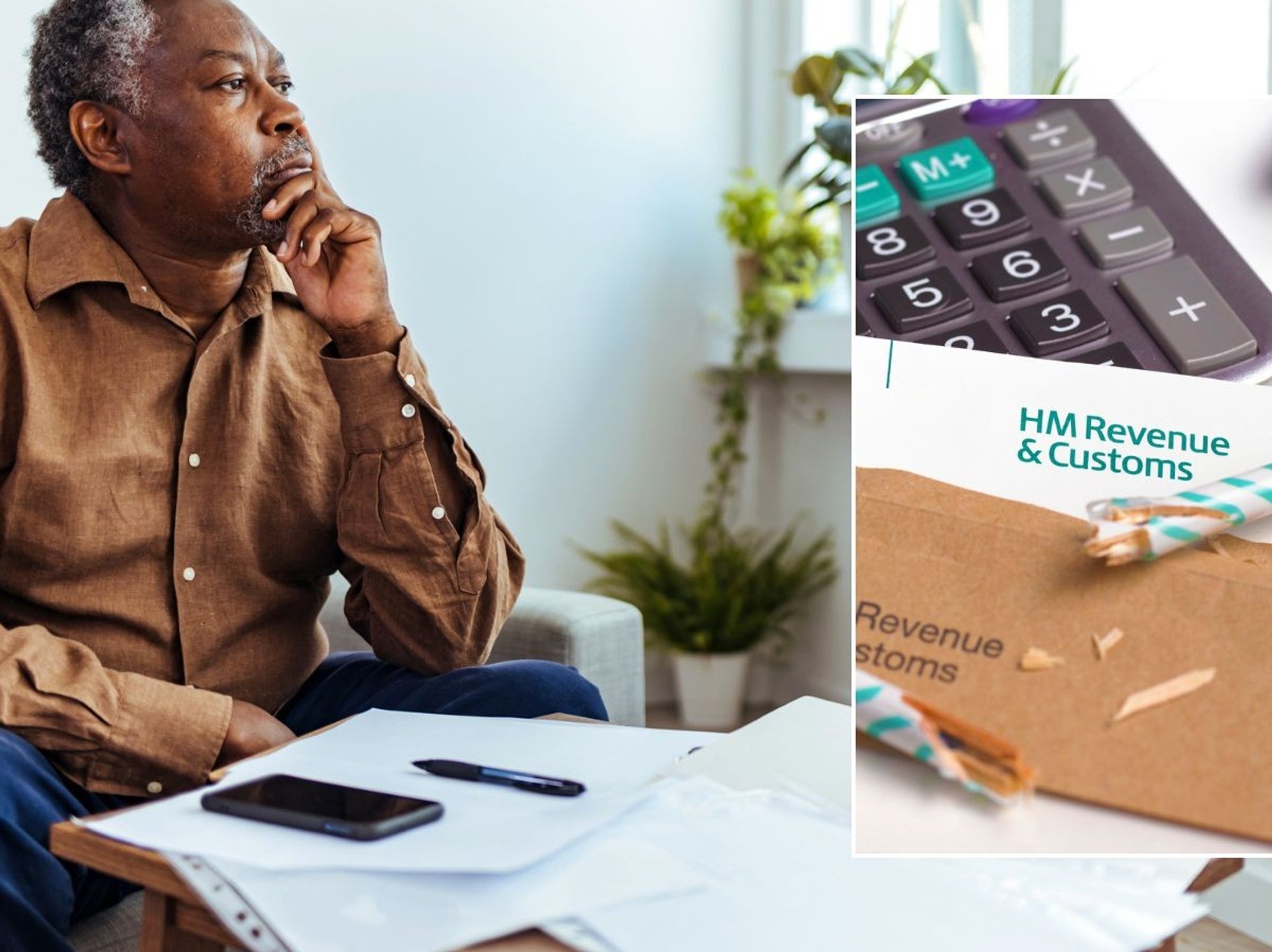 Man doing taxes and HMRC letter