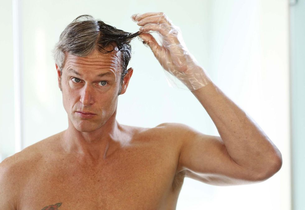 man dying hair