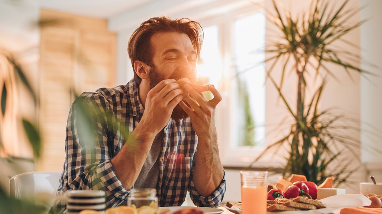 Man eating breakfast