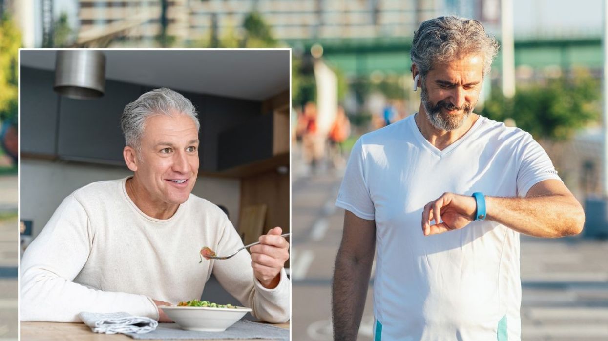 Man eating / Man going for a walk