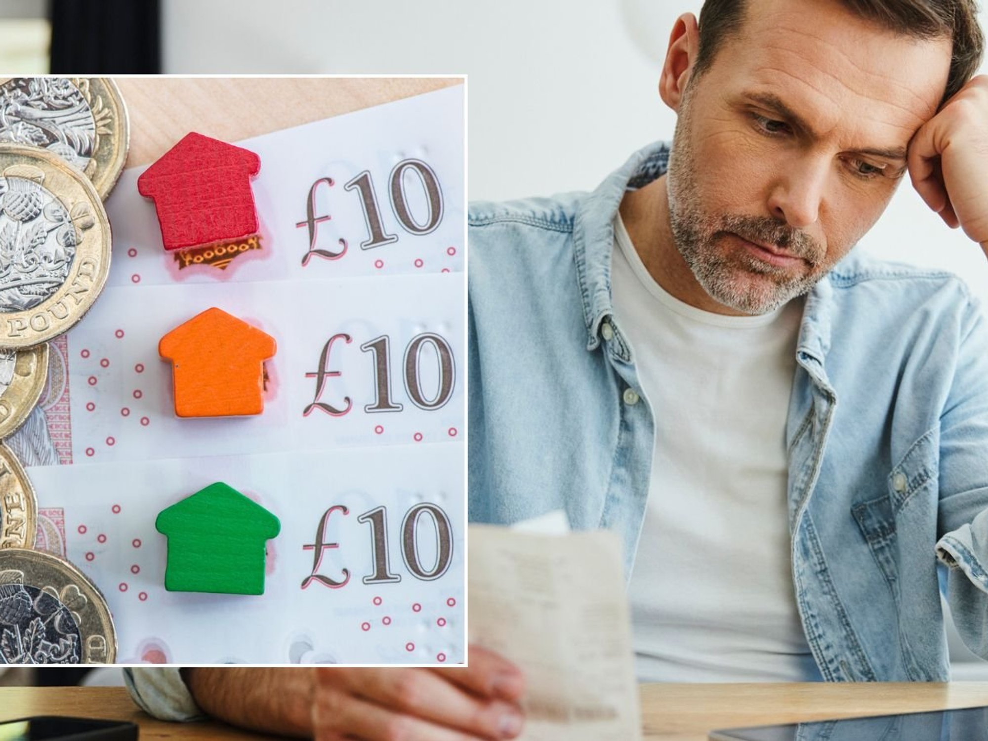 Man going over bills and mortgage costs