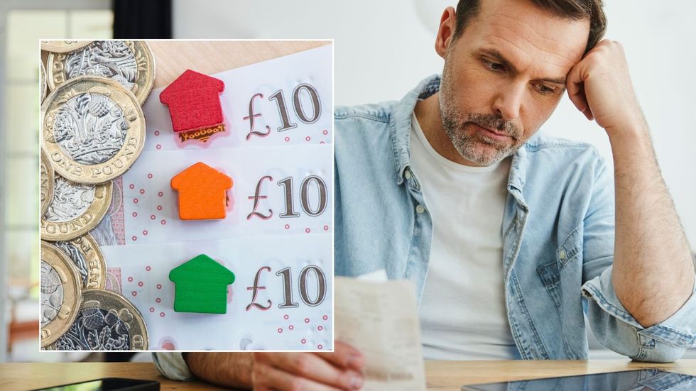 Man going over bills and mortgage costs