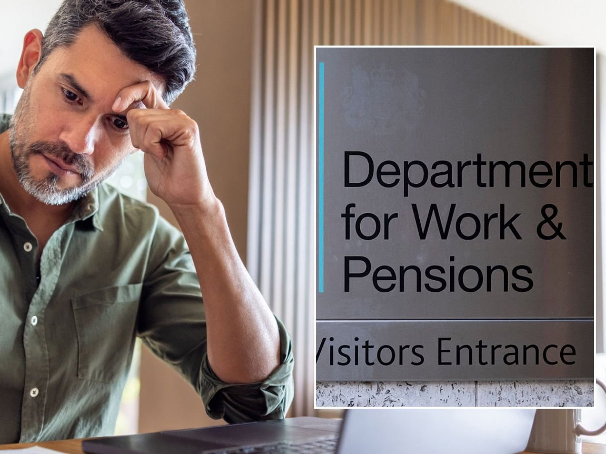 Man going over finances and DWP sign