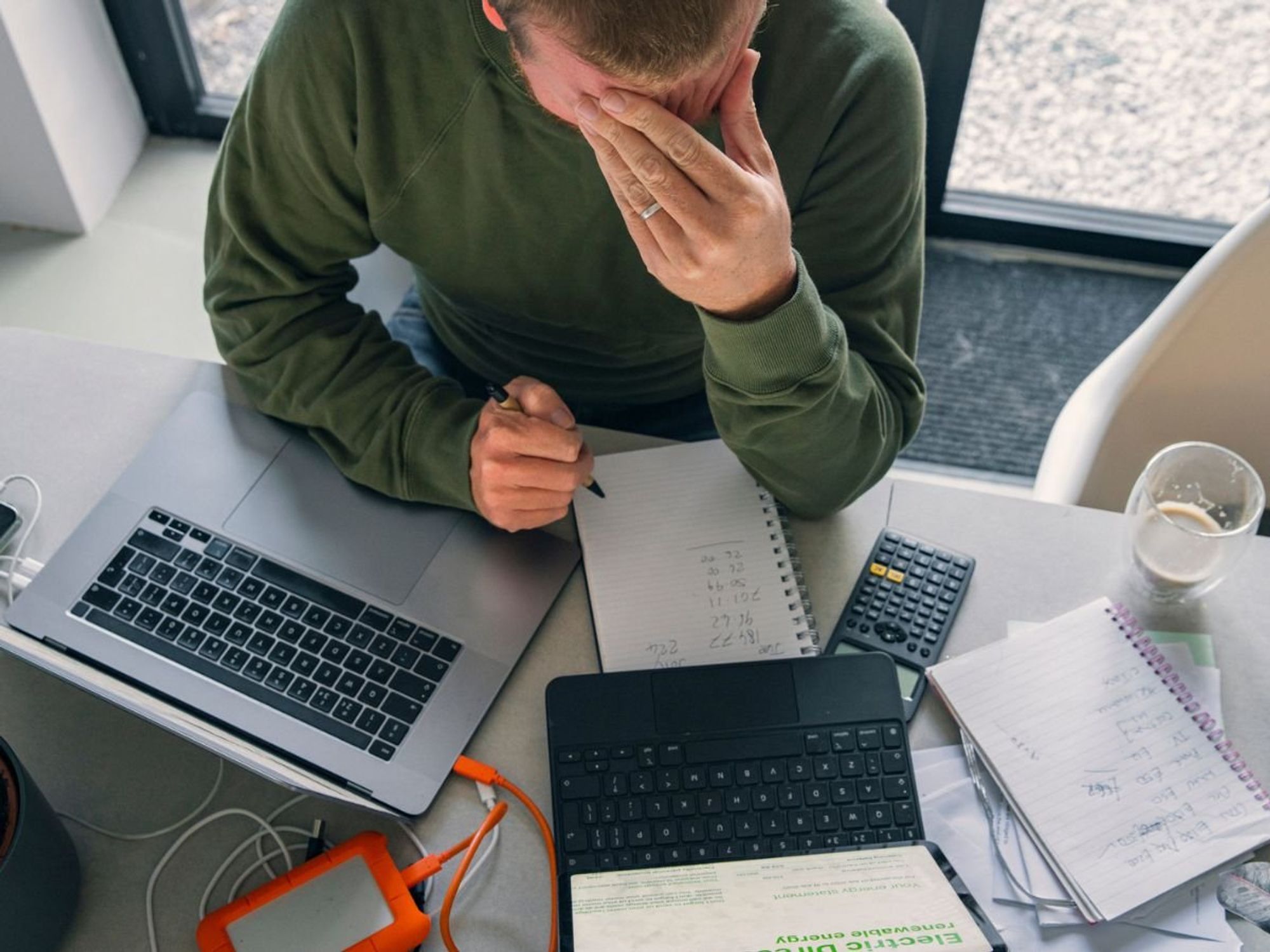 Man going through bill