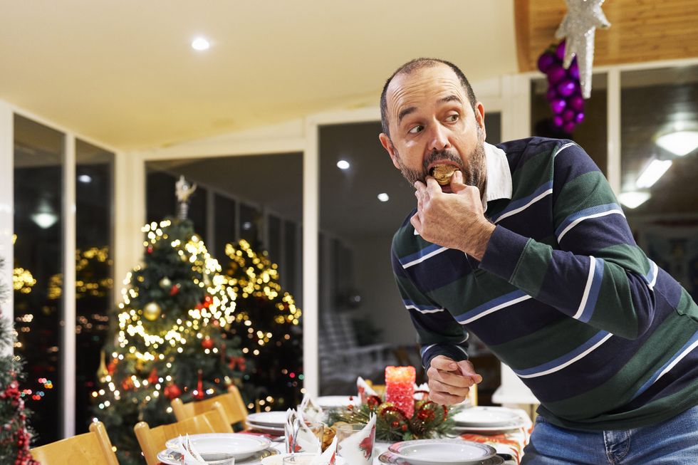 Man having leftovers