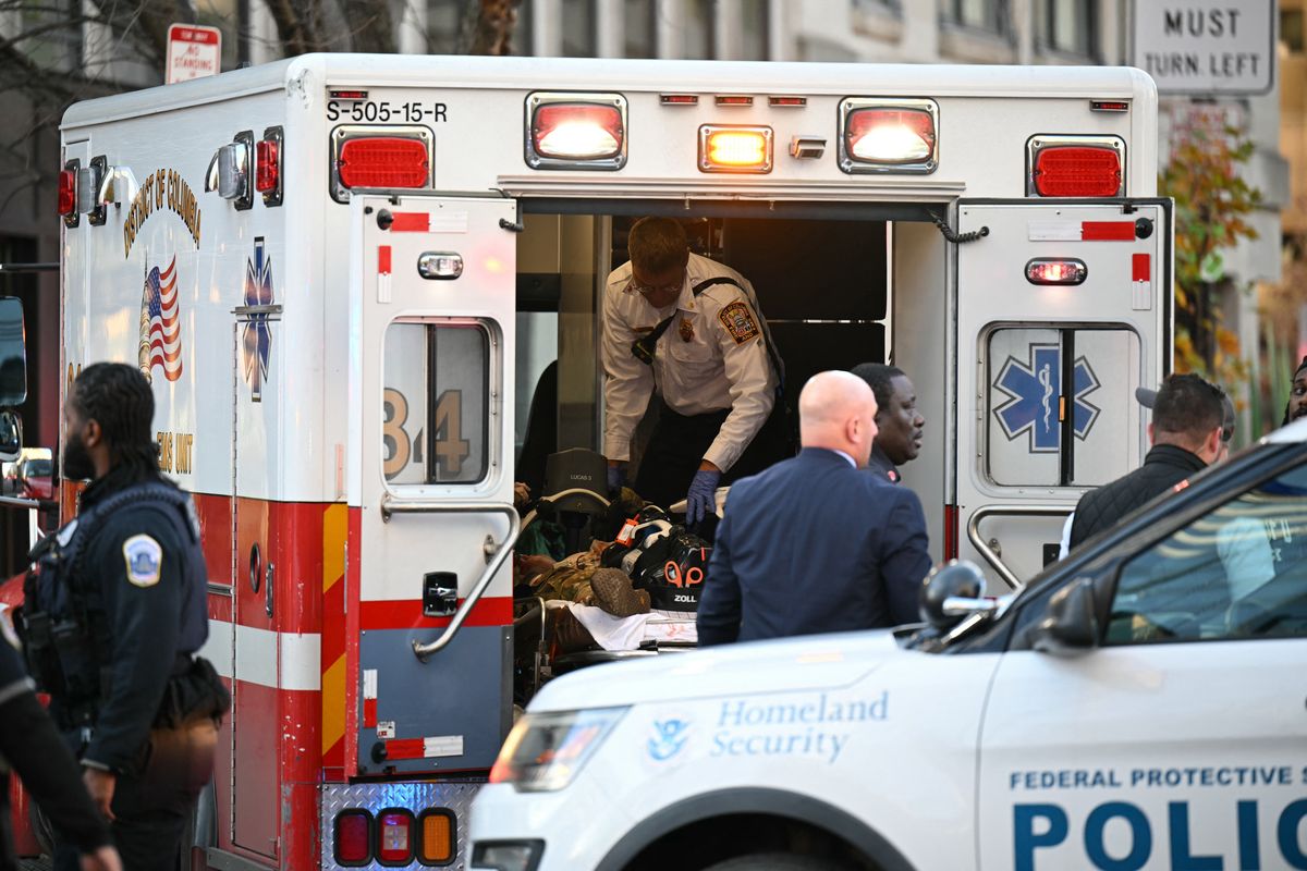 Man in National Guard uniform in ambulance