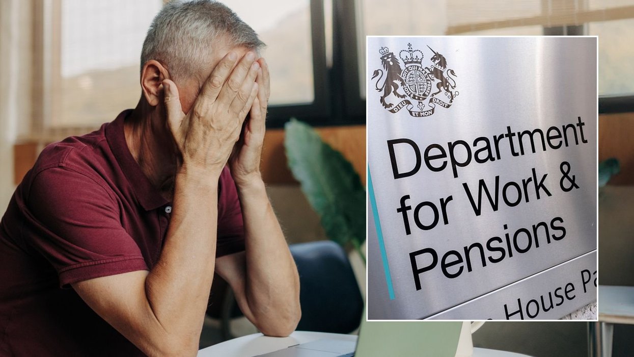 Man looking and DWP sign