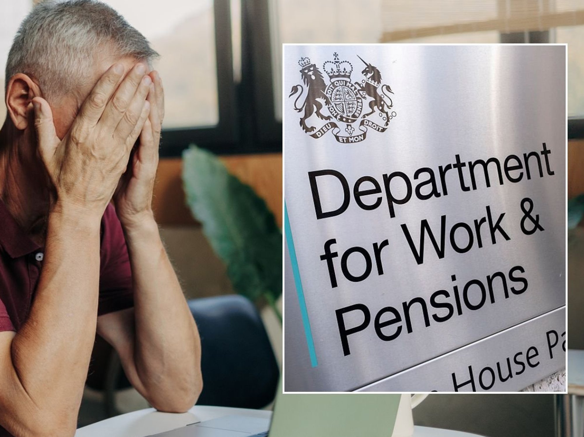 Man looking and DWP sign