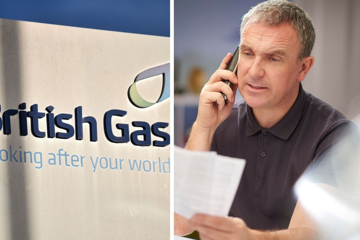 Man looking at bill and British Gas sign