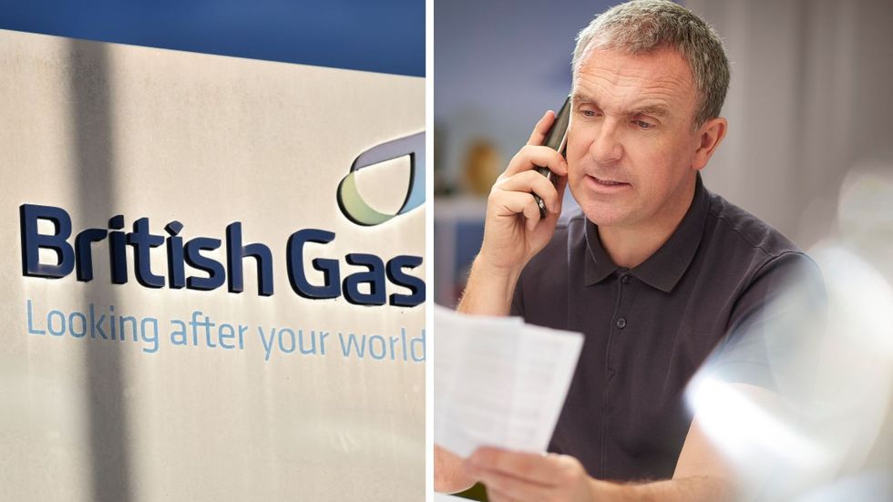 Man looking at bill and British Gas sign