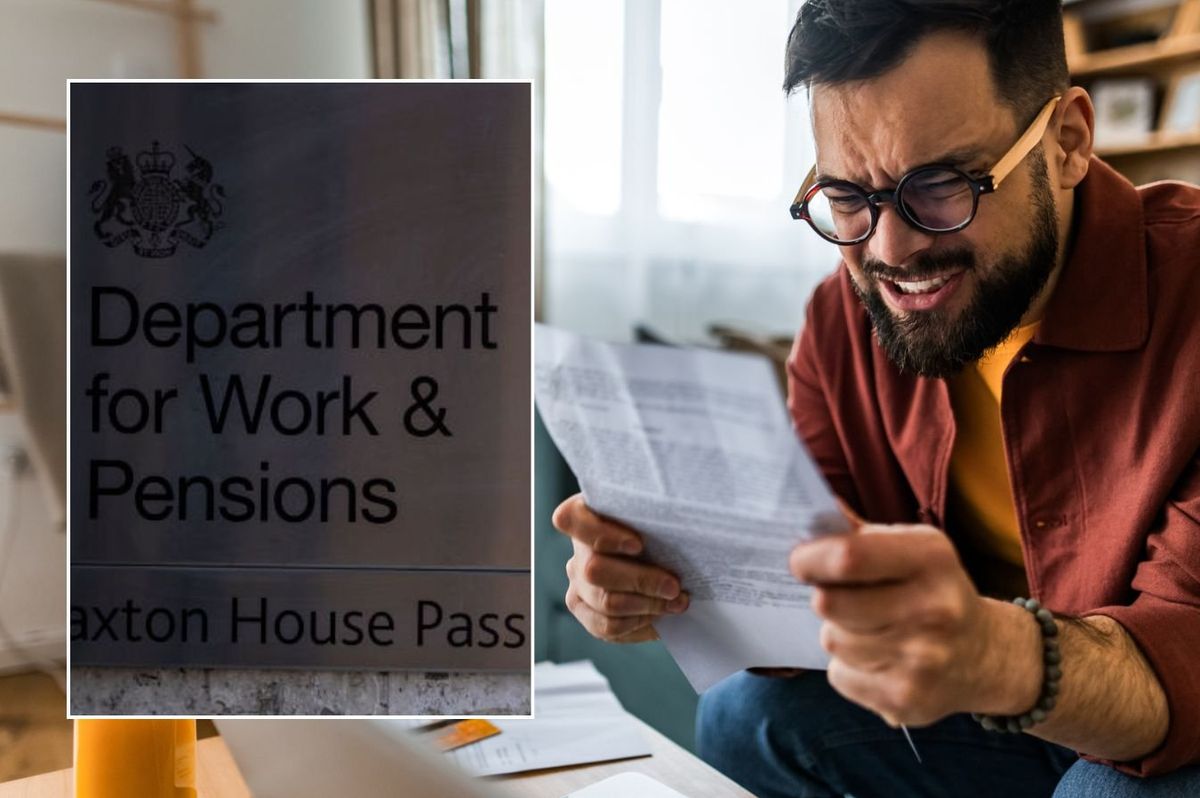 Man looking at bill and DWP logo