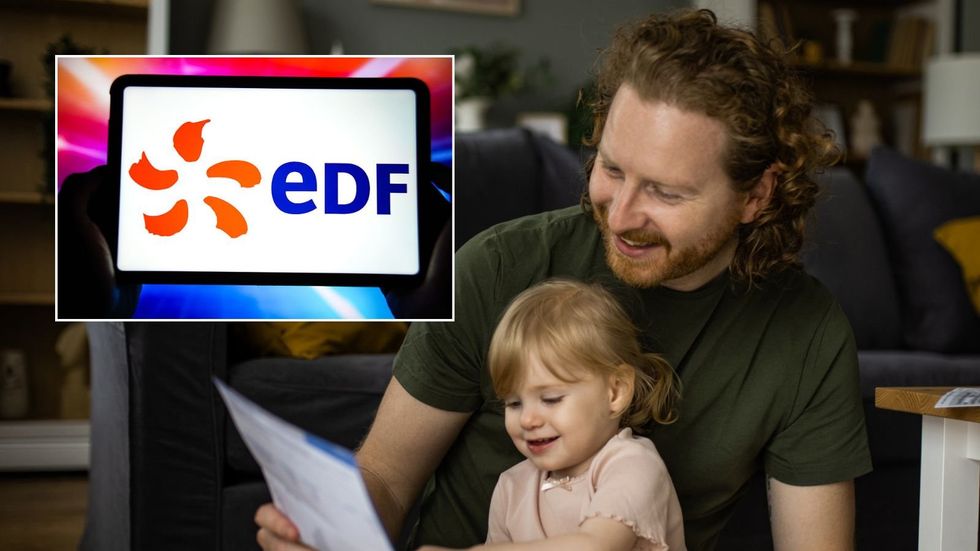 Man looking at bill and EDF logo