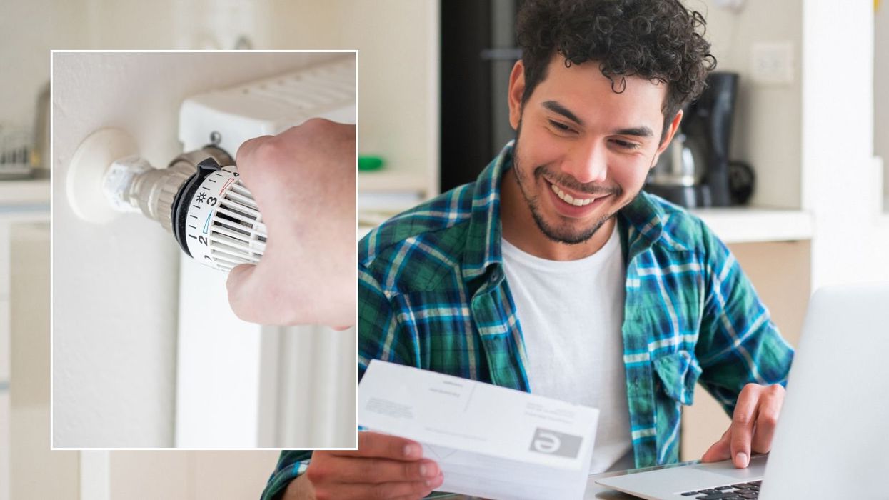 Man looking at bill and radiator